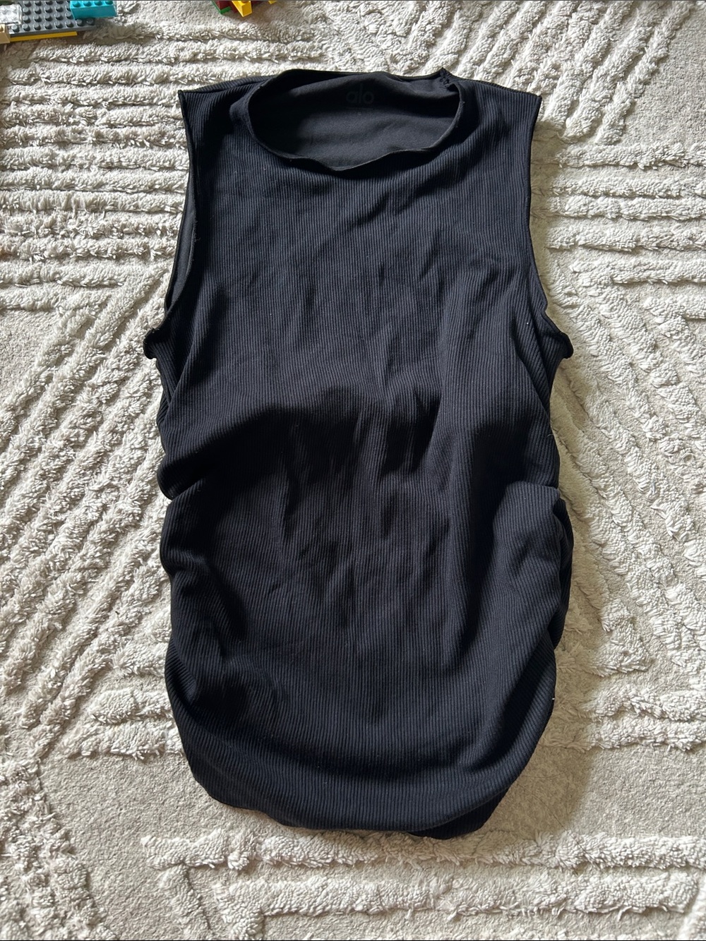 ALO Yoga Black Ribbed Crewneck Tank